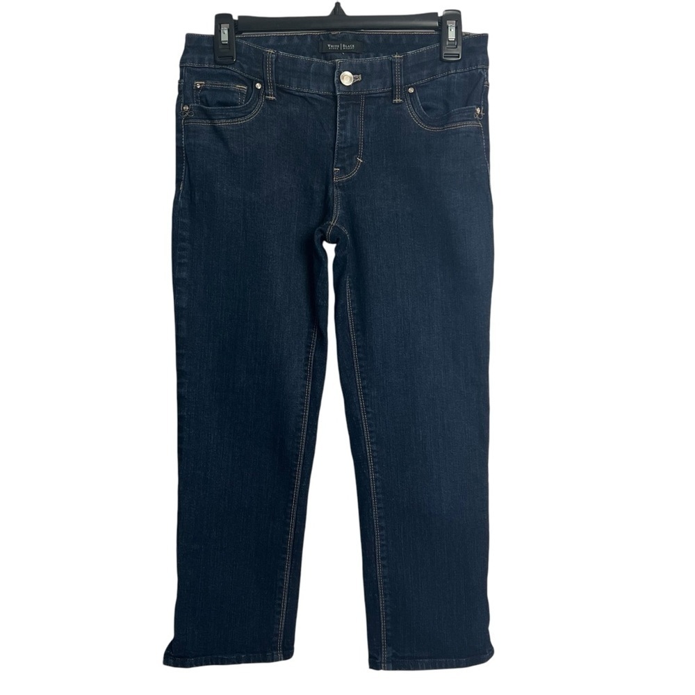 White House Black Market Women’s Blue Jeans Sz 2 Slim Crop Dark Wash Pockets